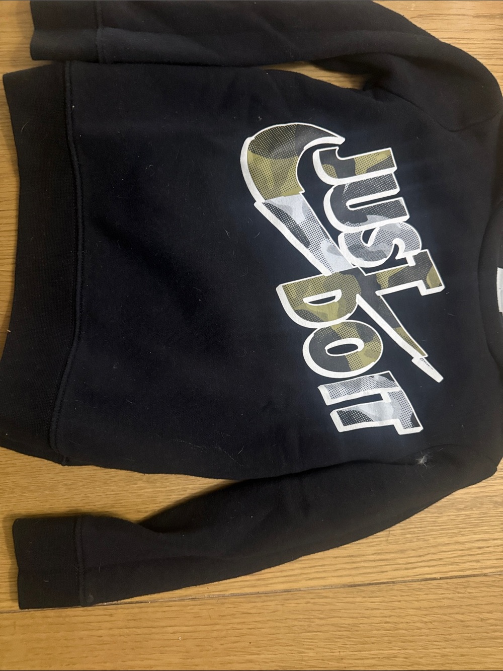 Nike Black Crewneck Sweatshirt with Camo 'Just Do It' Swoosh